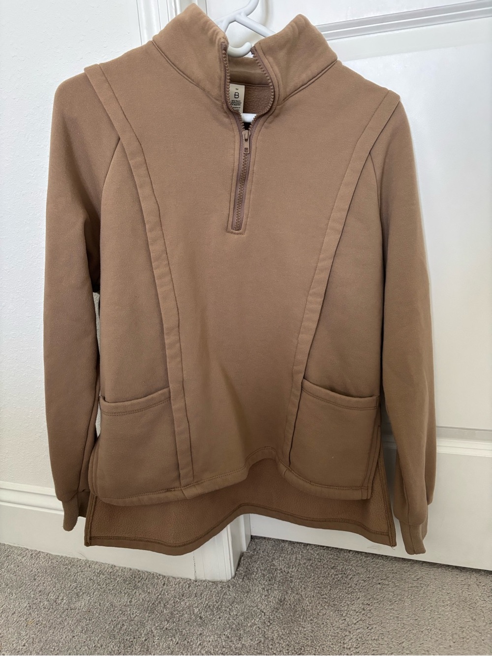 Women’s Quarter-Zip Fleece Pullover Sweater - Camel